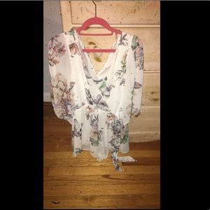White floral dressy romper !!